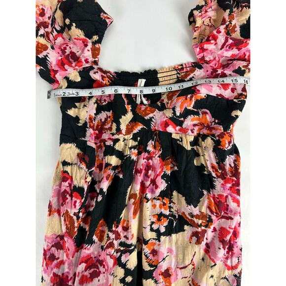 Anthropologie Size XS S Blossom Black Floral Maxi Dress Puff sleeves Smocked - Picture 10 of 13